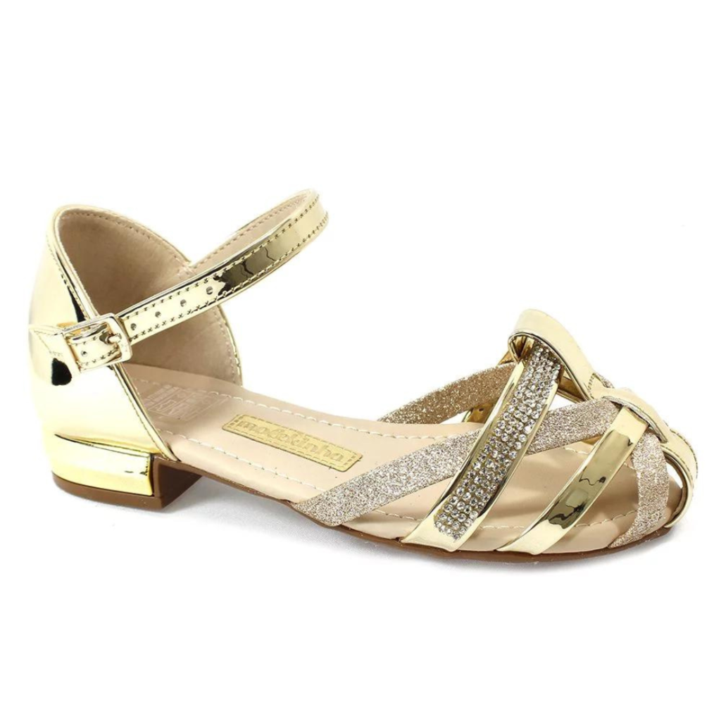 Sandália Molekinha Strass Dourada