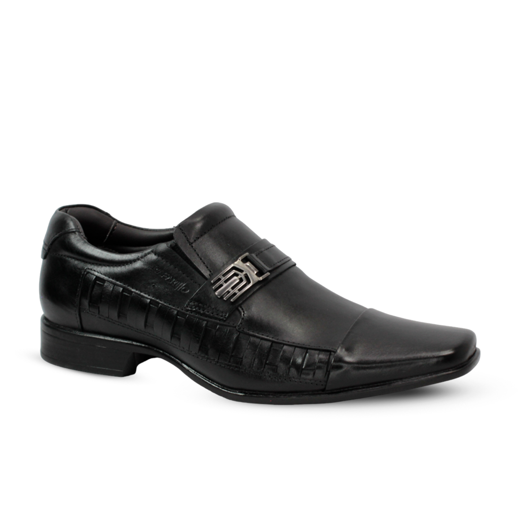 Sapato Rafarillo Social Em Couro Trabalhado Masculino Preto