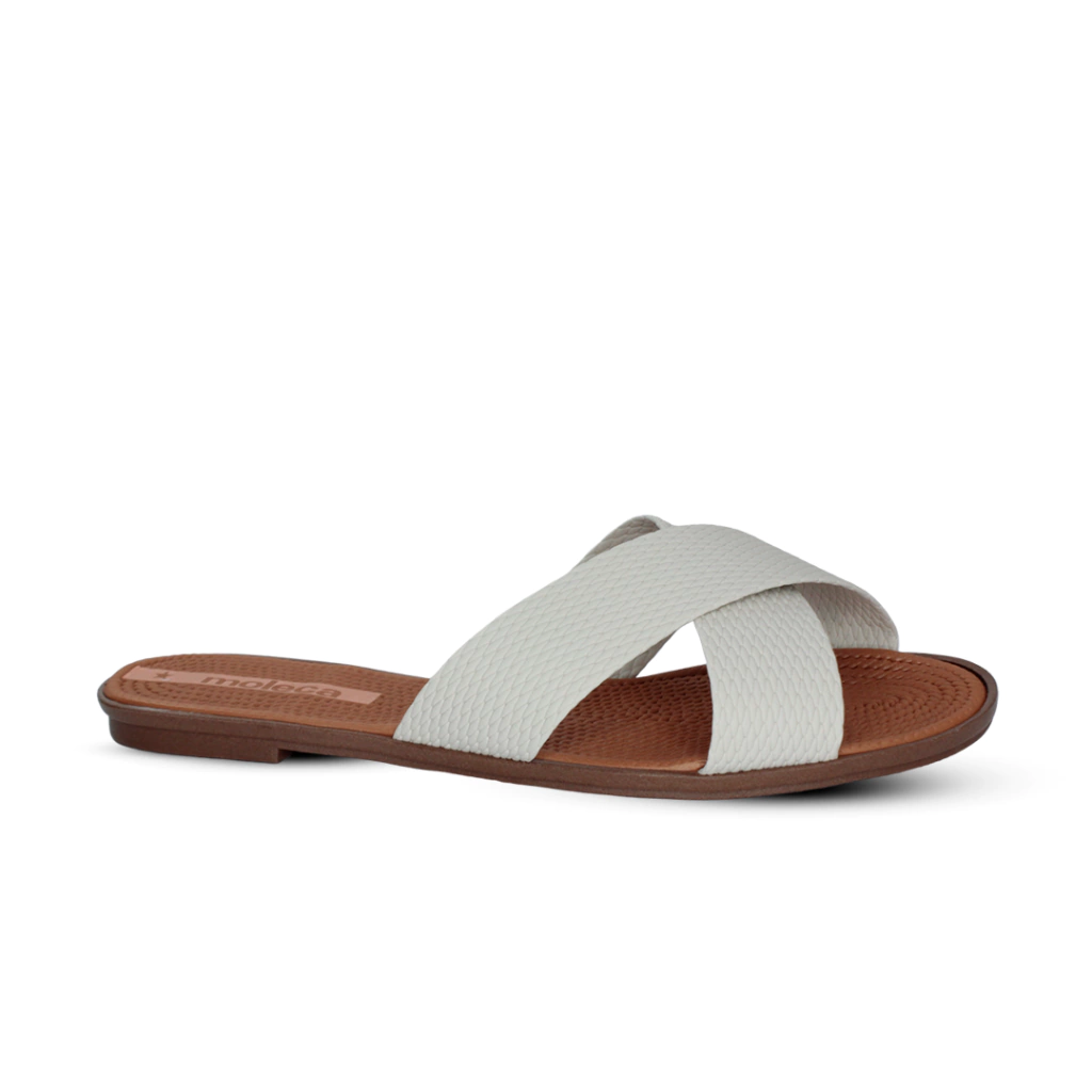 Tamanco Moleca Tiras Napa Tresse Feminino Branco Off