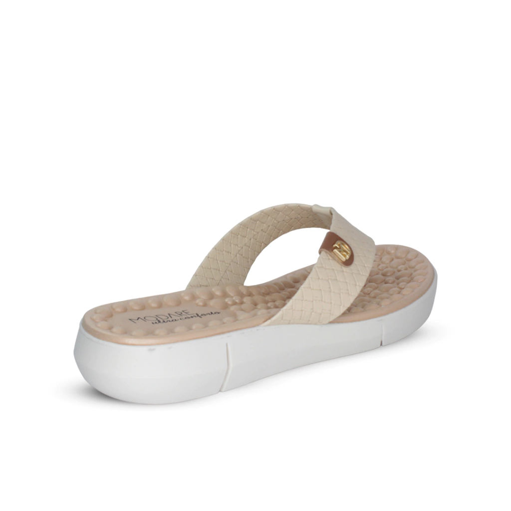 Chinelo Modare Ultraconforto Napa Tresse Feninino Creme -  Marsol Calçados 