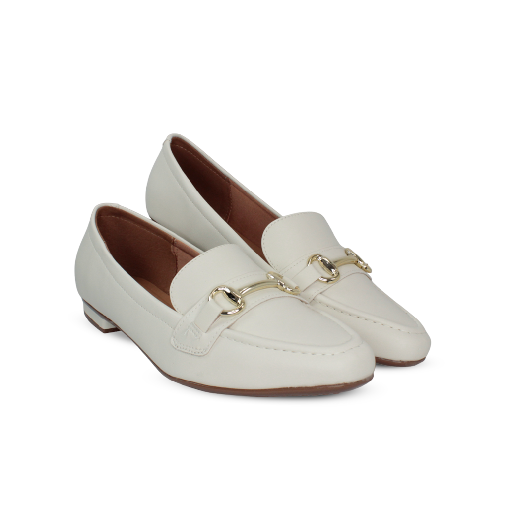 Sapato Vizzano Mocassim Napa Pélica Feminino Branco Off - loja online