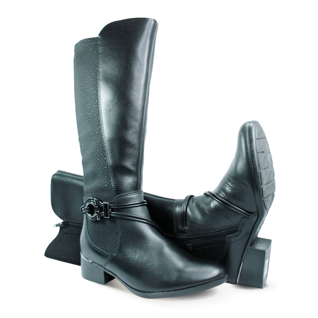 Bota Comfortflex Couro Cano Longo Feminina - loja online