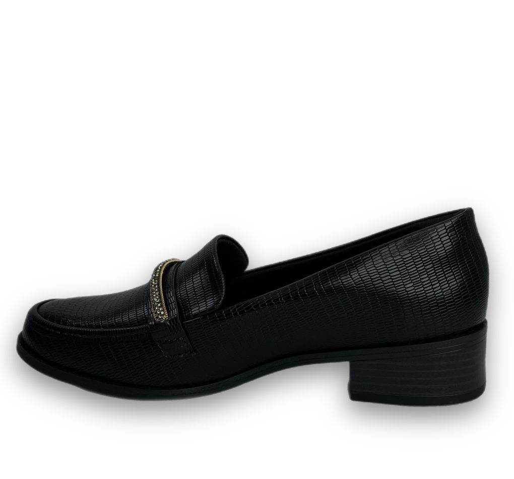 Sapato Mocassim Ramarim Napa Lezard Feminino Preto - comprar online