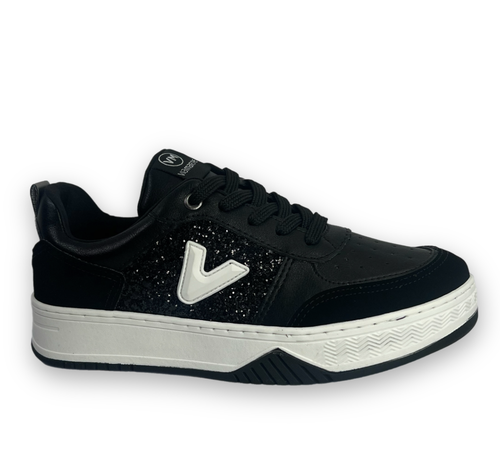 Tênis Via Marte Casual Nobuck Napa Maxi Gliter Femimino Preto