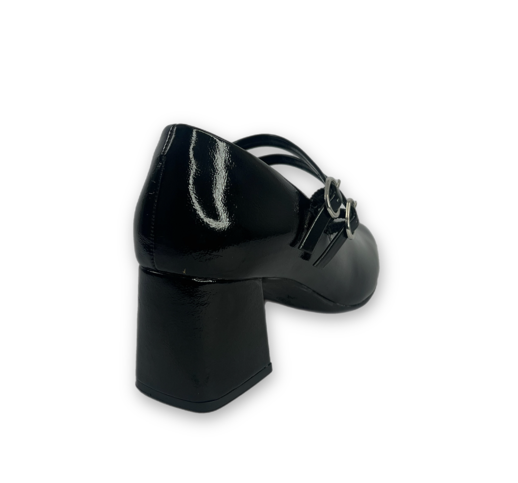 Sapato Mary Jane Ramarim Verniz Show Feminino Preto -  Marsol Calçados 