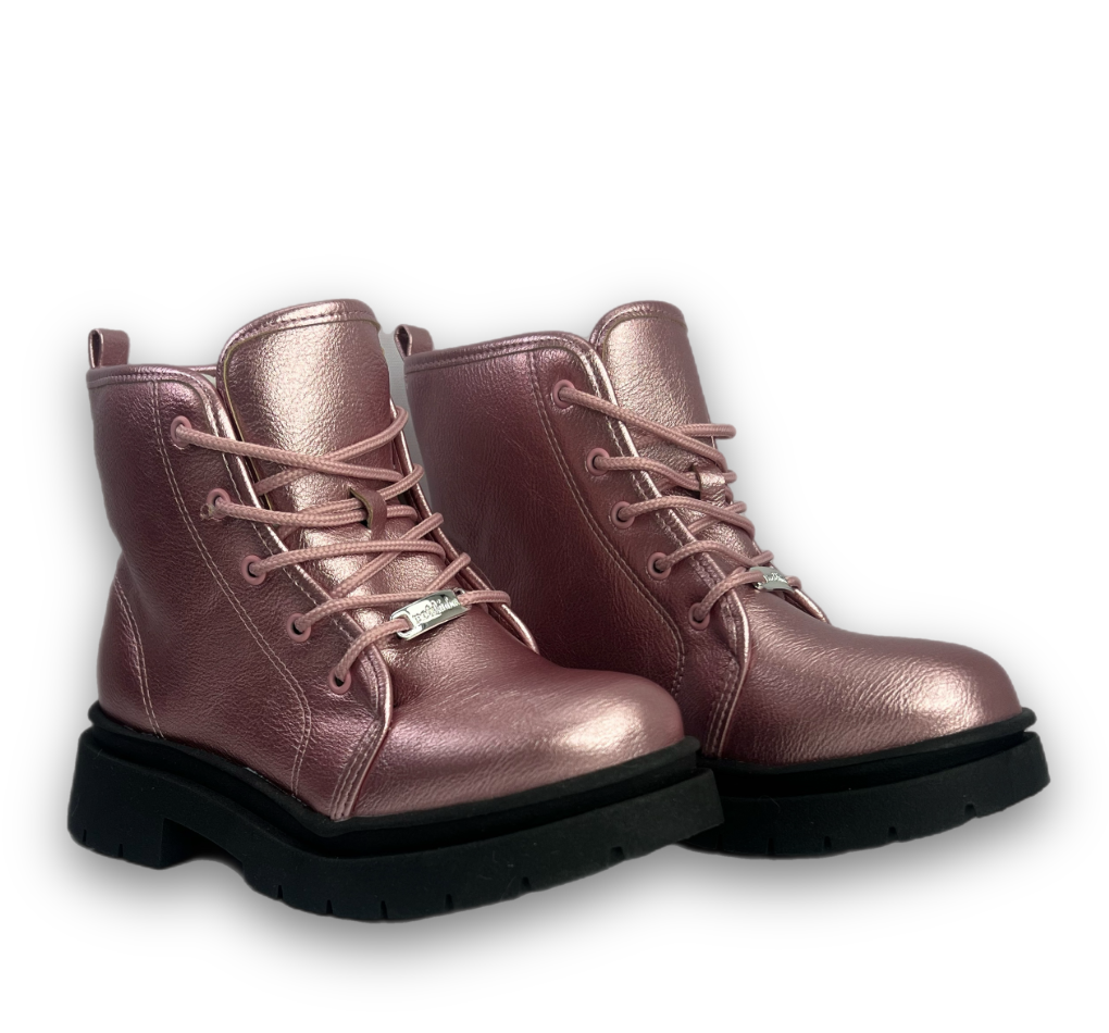 Bota Coturno Molekinha Napa Metal Malibu Menina Rosa - loja online