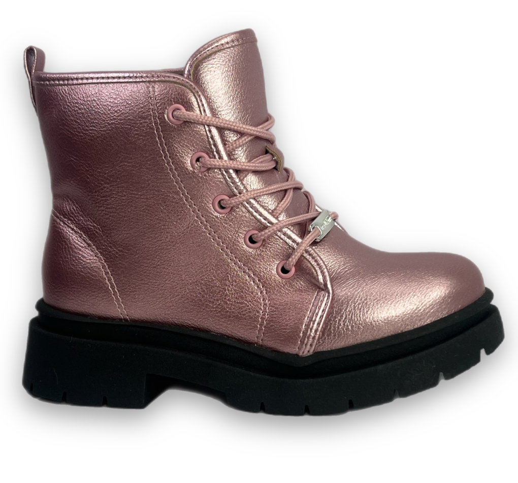 Bota Coturno Molekinha Napa Metal Malibu Menina Rosa