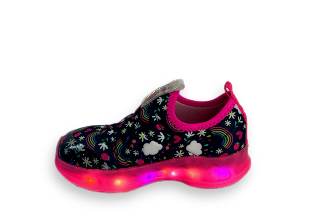 Tênis Novopé Baby Slip On Lycra Flores Led Menina Pink/ - comprar online