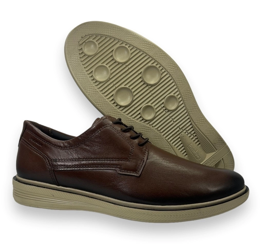 Sapato Pegada Amortech Mestico Em Couro Masculino Pinhão - loja online
