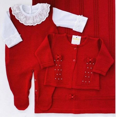 Saída de maternidade em tricô bebê menina