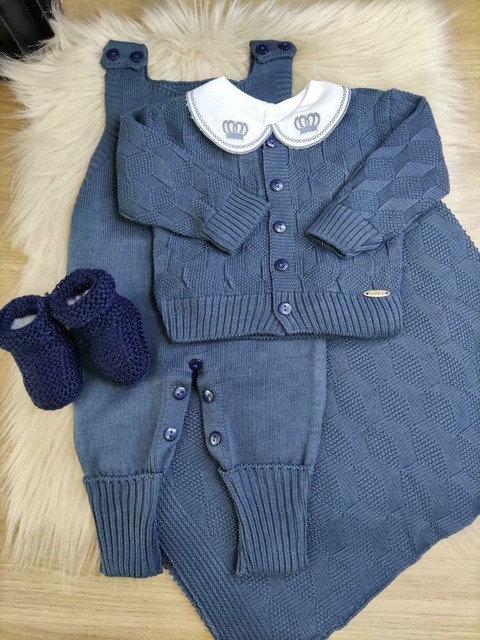 Saída de maternidade em tricô bebê menino