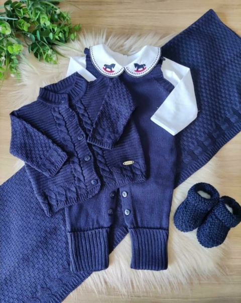 Saída de maternidade em tricô bebê menino
