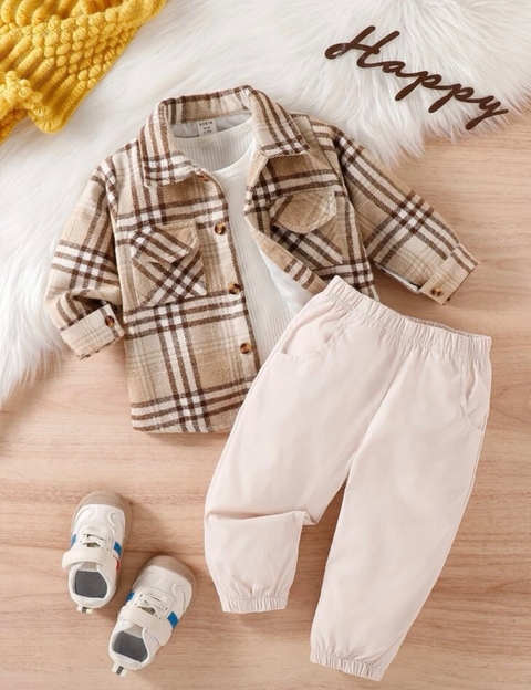 Conjunto jaqueta xadrez e calça