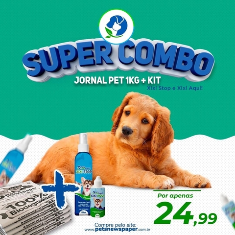Super Kit Educador - Jornal Pet 1 Kg + Xixi Stop + Xixi Aqui