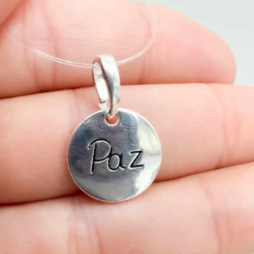 Pingente Medalha Paz Prata 925