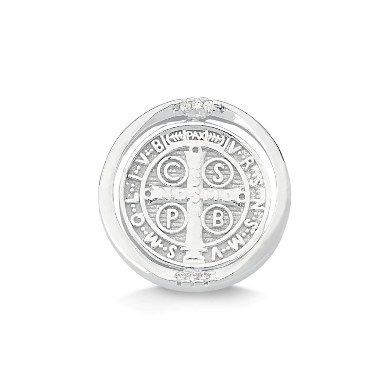 Pingente Medalha São Bento em Prata 925 (Mod2)