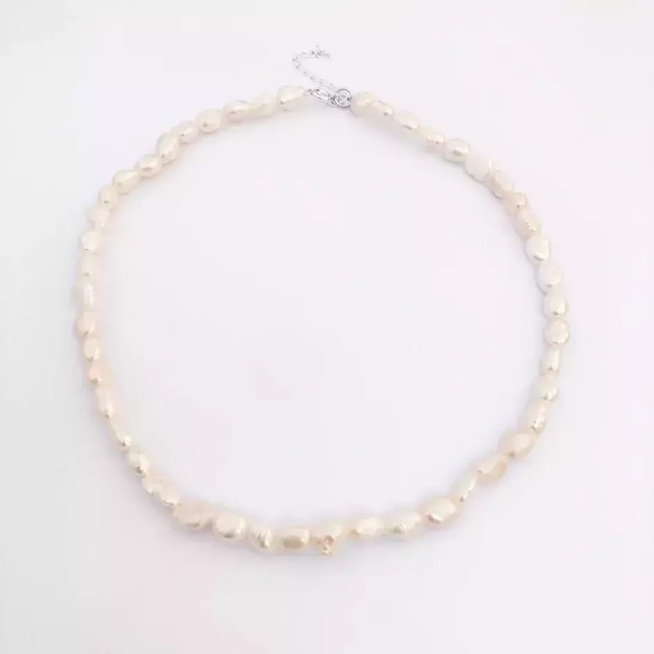 Choker de Pérolas Amassada com Extensor - 35cm
