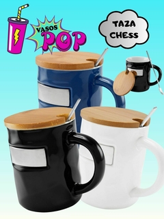Taza de cerámica con tapa de bambú y cuchara 350ml BAMBUSA