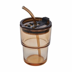 Vaso de vidrio de 450ml con tapa y popote MOKA en internet