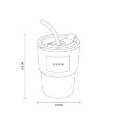Imagen de Vaso de vidrio de 450ml con tapa y popote MOKA