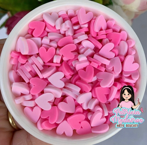 Apliques Corações Rosa Misto