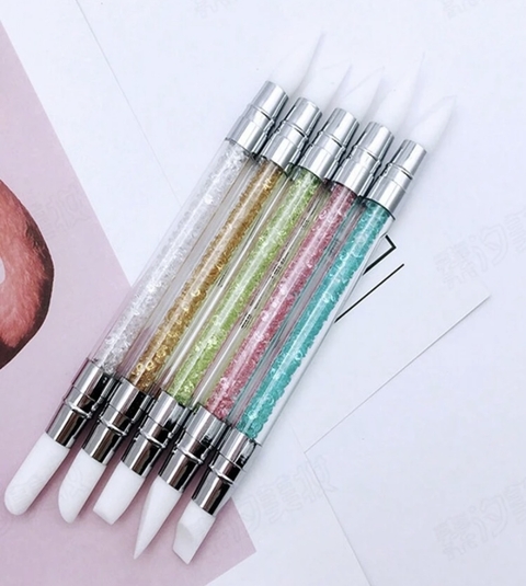 Kit 5 Pincéis de Silicone Modelador Profissional Decoração de Unhas