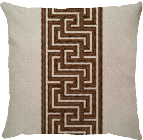 Capa Almofada Linho BRODERIE Grego Central - Marrom Café - comprar online