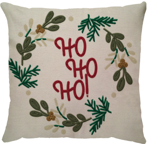 Capa Almofada Linho Broderie Contos de Natal HoHoHo