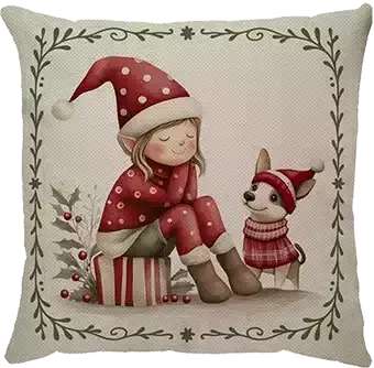 Capa Linho Menina Cachorro Natal 2025 - comprar online