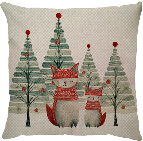 Capa Almofada Linho Contos de Natal Gatos