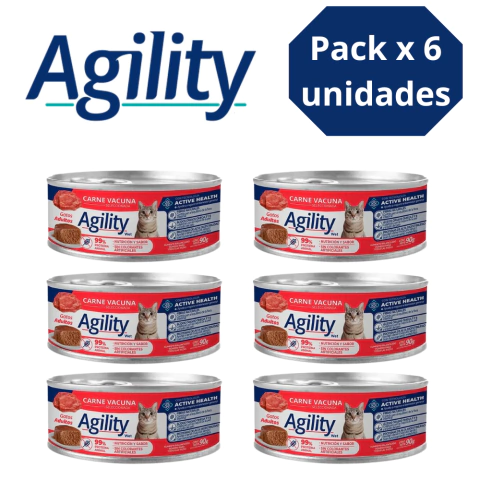 Pack x 6 Lata Agility Gato Carne (latas 90gr)