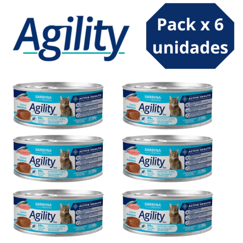 Pack x 6 Lata Agility Gato Sardina (latas 90gr)