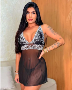 CAMISOLA COM TRANSPARÊNCIA PRETA LUARA