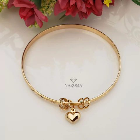 Bracelete com pingente de coração folheado em ouro 18k