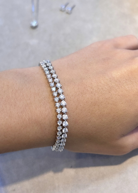 Pulseira Riviera Moissanite 3 garras 3mm 0.10 ct - comprar online