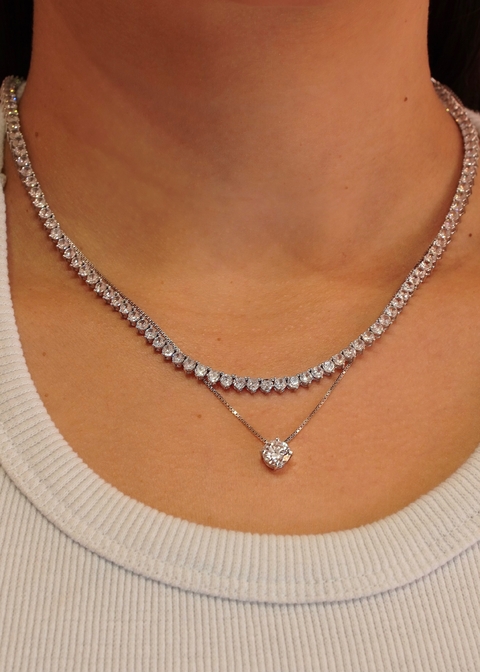 Colar Ponto de Luz Moissanite 7 mm 1.25 ct - comprar online