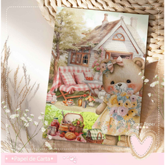 Papel de Carta Ursinha - Picnic (04 Papéis)