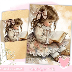 Papel de Carta Menininha (04 Papéis e 02 Envelopes)