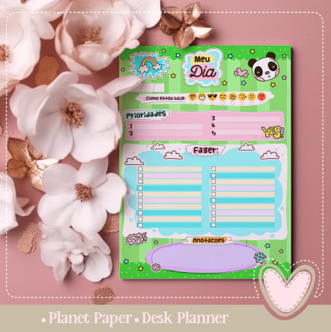 Desk Planner Diário Panda (16 Folhas Soltas)