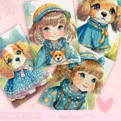Papéis de Carta Menina e Pet (12 Modelos)