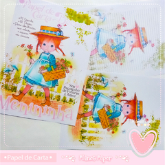 Papel de Carta - 02 Papéis e Capinha Alto Alvura- Menininha Vintage - comprar online