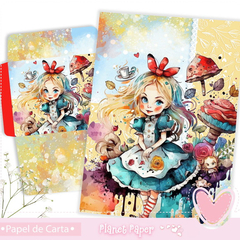 Papel de Carta Alice (04 Papéis e 02 Envelopes)