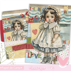 Papéis de Carta Menininha (04 Papéis e 02 Envelopes)