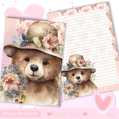 Papel de Carta Ursa (04 Papéis) Dois de Cada Modelo