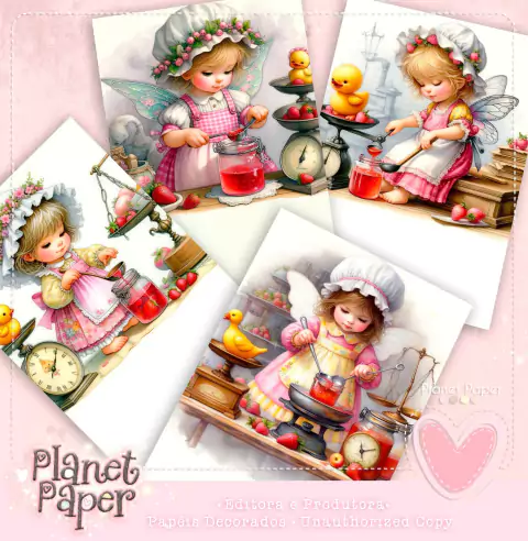 Papéis de Carta Fadinhas Meninas (4 Modelos)