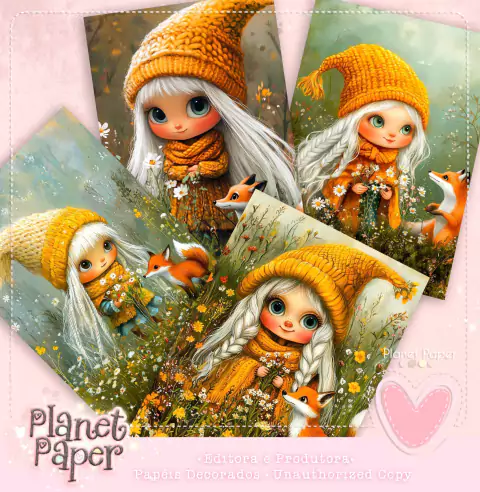 Papéis de Carta Gnomo Menina (4 Modelos)