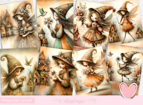 Papéis de Carta Fadas Místicas (8 Modelos)