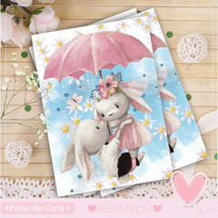 Papel de Carta Coelhinhos (04 Papéis modelos iguais)