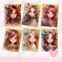 Papel de carta Meninas - Floral e Borboletas (06 diferenciados)