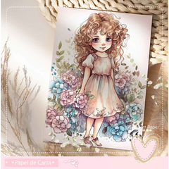 Papel de Carta Menininha Floral (04 Papéis)